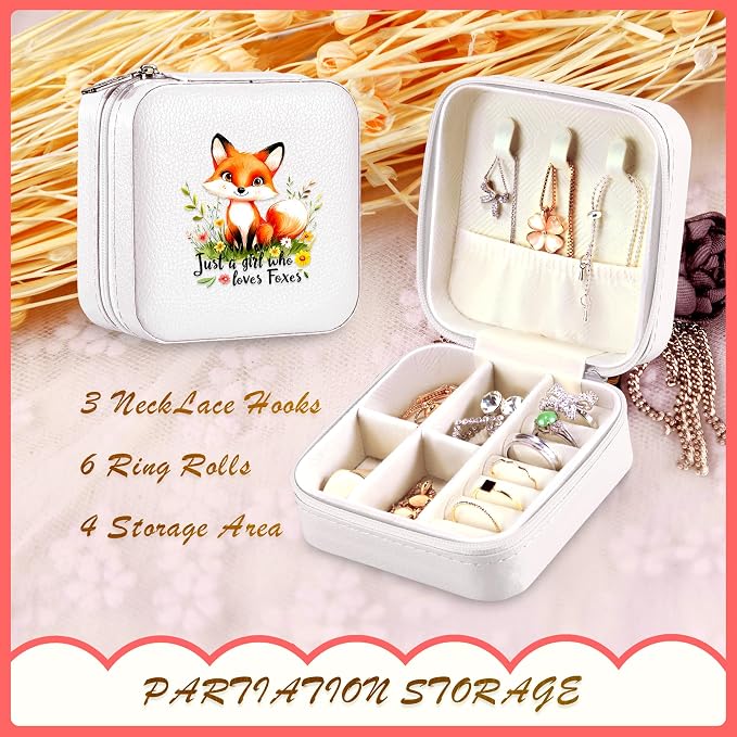 Fox Jewelry Box, Gifts For Kids Teens Girls, Fox Lovers Stuff Items Accessories Things Merchandise Decor Merch, Travel Ring Earrings Necklace Organizer Holder!