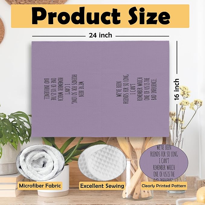 Funny Sarcastic Friend Gifts Purple Kitchen Towels, Humorous Friendship Gifts Hand Towels for Bathroom, Long Distance Friendship Gifts Decorative Tea Towels Dish Towels,BFF Gifts, 16x24 Inch