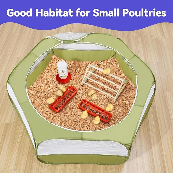 Pawaboo Chick Brooder Box for Chick Starter Kit, Green + Red + Wood Color | Brooder Pen/Chicken Supplies Brooders Box with Chicks Perch Brooding Up to 15 Chicks, Duck and Quail