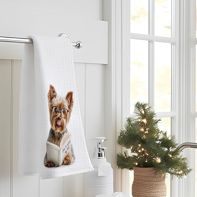 Yorkshire Terrier Gifts Kitchen Towels, Yorkie Gifts for Women, Funny Yorkie Dog Tea Dish Hand Towels, Yorkshire Terrier Kitchen Decor, 16x24 Inch