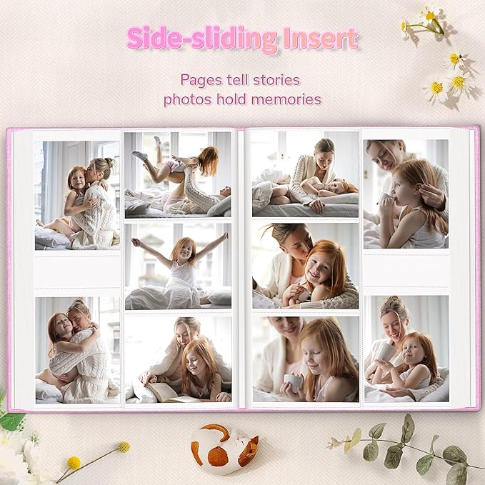 Photo Album 4x6 with 600 Pockets,Slip-in Picture Albums,Linen Cover Memory Book with Front Window,White Page Vertical Photo Book for Wedding,Family,Anniversare,Baby,Vacation