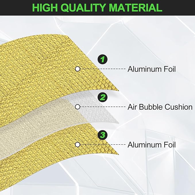 Golden Reflective Aluminum Foil Wrap Insulation Sheet - Double Bubble 23.6in x 10ft Thermal Shield Radiant Barrier for Winter RV Window Cold Insulation Summer Heat