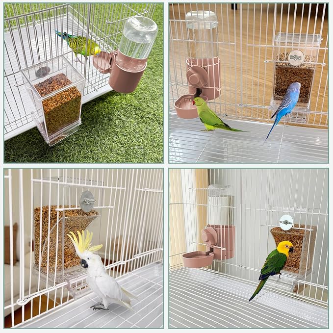 lemtrflo No Mess Bird Feeder Water Dispenser Set, Bird Feeder for Cage | Cage Accessories for Parrot, Finches, Budgies and Canaries