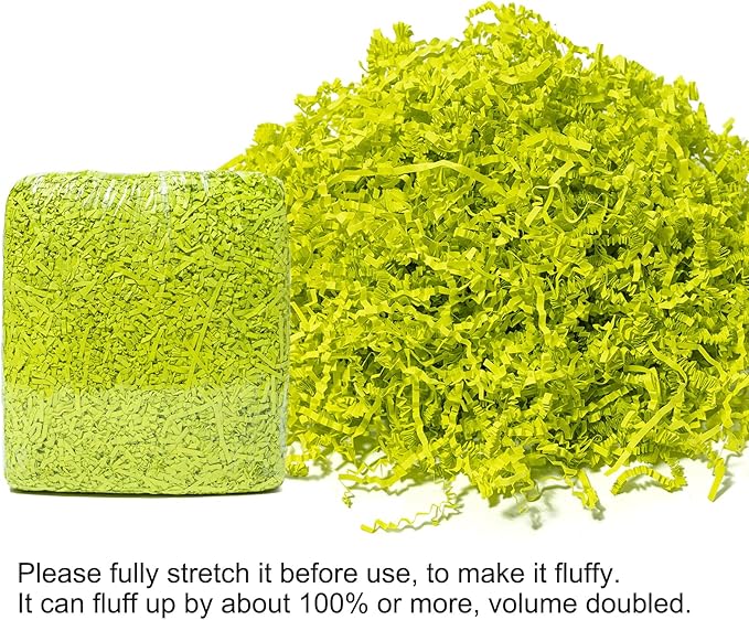Mefleet 1/2 LB Crinkle Cut Paper Shred Filler 8 oz Light Green Crinkle Shredded Paper for Gift Box - Gift Basket Bag Filler - Grass Cushion Stuffing for Easter, Mother's day, Holiday Packaging Wrapping