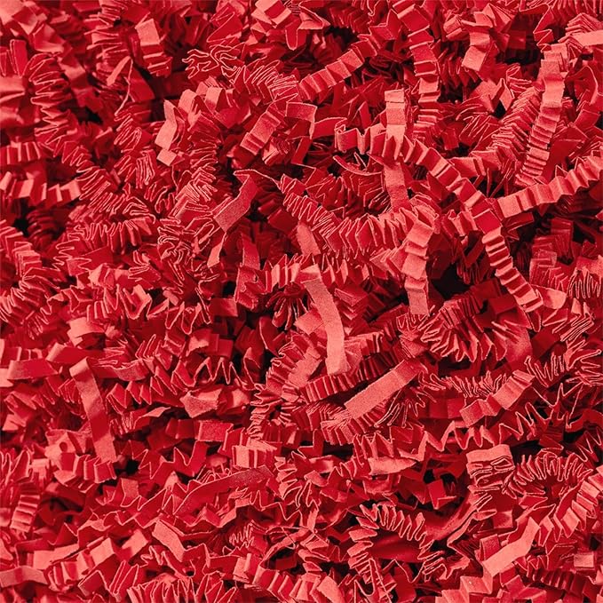 Wowxyz 2 LB Crinkle Cut Paper Shred Red Crinkle Shredded Paper - Gift Box Baskets Bag Filler - Confetti Stuffing for Birthday, Holiday Gift Packaging Wrapping