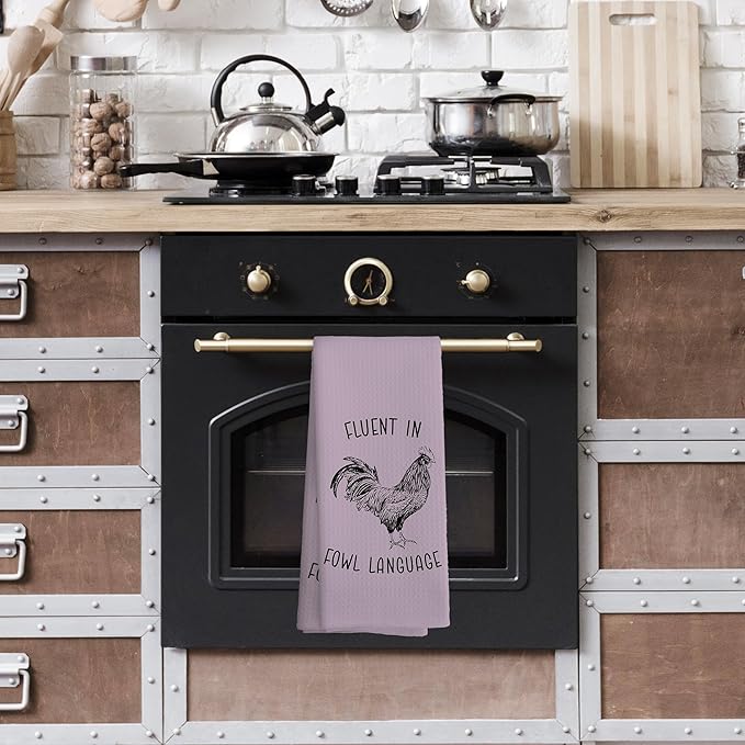 Chicken Kitchen Towels Funny Pink Dish Towel with Sayings 16x24 Inches, Chicken Lovers Gifts Decorative Absorbent Dishcloths Tea Towels for Kitchen Bathroom Decor, Humorous Gifts for Women Men