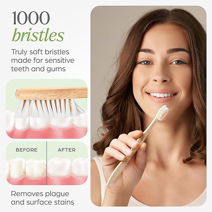 Bamboo Toothbrushes 30 Pack - BPA Free Soft Bristles Toothbrushes, Eco-Friendly, Natural Wooden Toothbrush