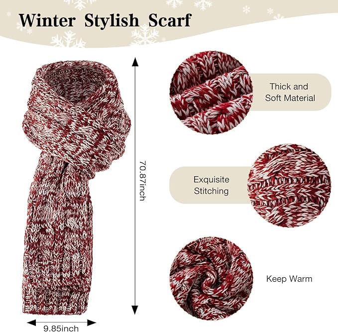 Tavaleu Womens Winter Beanie Hat Scarf Gloves Set, Pom Pom Beanie Warm Knit Scarf Touchscreen Gloves for Cold Weather
