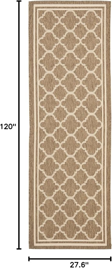 SAFAVIEH Courtyard Collection 2'3" x 10' Brown/Bone CY6918 Trellis Indoor/ Outside Waterproof Easy cleansingPatio Backyard Mudroom Runner Mat