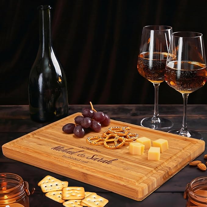 Personalized Cutting Board - Custom Engraved Wood Charcuterie Board Perfect for Wedding Gift, Mother's Day & Anniversary, With Gift Box & Stands - Small (8'' x 5'' x 0.75'')