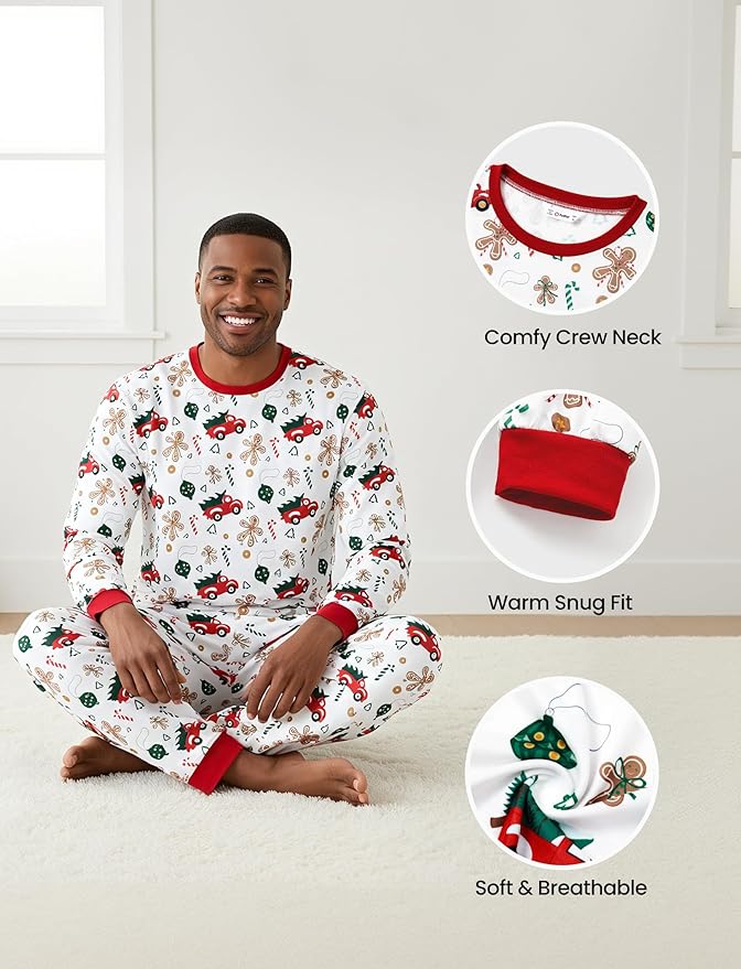 PATPAT Christmas Family Matching Pajama Sets Includes Christmas Socks - Perfect for Family Photos & Holiday Celebrations