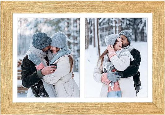 11x17 Picture Frame Display 2 opening 8X10 Double Picture Frame Collage,Multi Photo Frame with Mat,Plexiglass,Wall Mount Decor,Gold