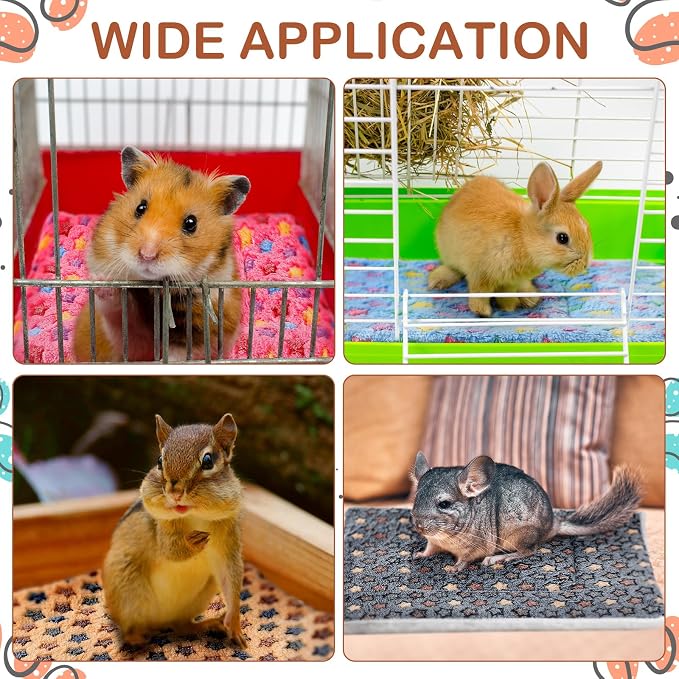 Haull 4 Pcs Waterproof Guinea Pig Bedding Soft Dog Cat Bed Crate Mat Small Animal Plush Cage Liners Rabbit Bunny Kennel Pad Reversible Cozy Pee Thickened Hamster Pad(Star,13 x 10 Inch)