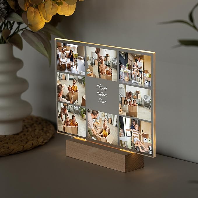 LED Acrylic Gifts for a Dad Customized - Personalized Fathers Day/Unique Birthday Gift Dad from Kids - Photo Fathers Day Present From Daughter