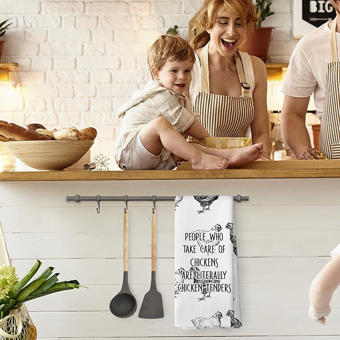 Funny Retro Humor Kitchen Towels Dish Towel Dishcloth 16x24 Inches, Chicken Humorous Gifts for Women Men, Funny Dish Towels with Sayings Decorative Absorbent Tea Towel Kitchen Bathroom Decor