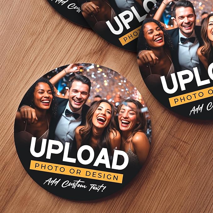 60 Pack, Personalized Drink Coasters, Custom Cardboard Coasters with Photo and Text, Design Your Own Coaster for Events, Parties, Bars, and Unique Gifts, 3.95" Round