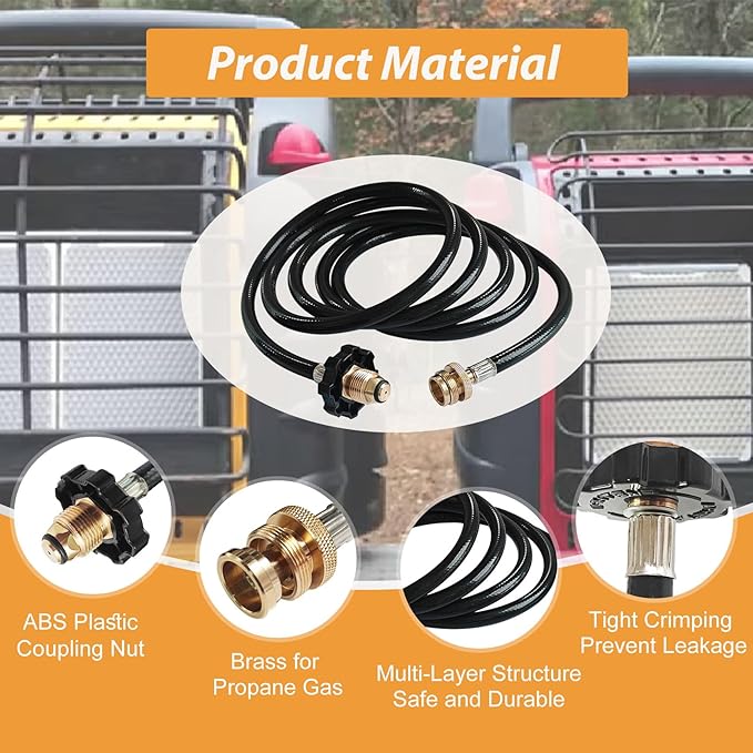 F273704 10FT Propane Adapter Hose for Mr Heater Buddy Series,for Big Buddy/Little Buddy/Portable Buddy Accessories to Propane Tank,Propane Heater Adapter Hose,for Buddy Flex Heater Hose to Propane Keg