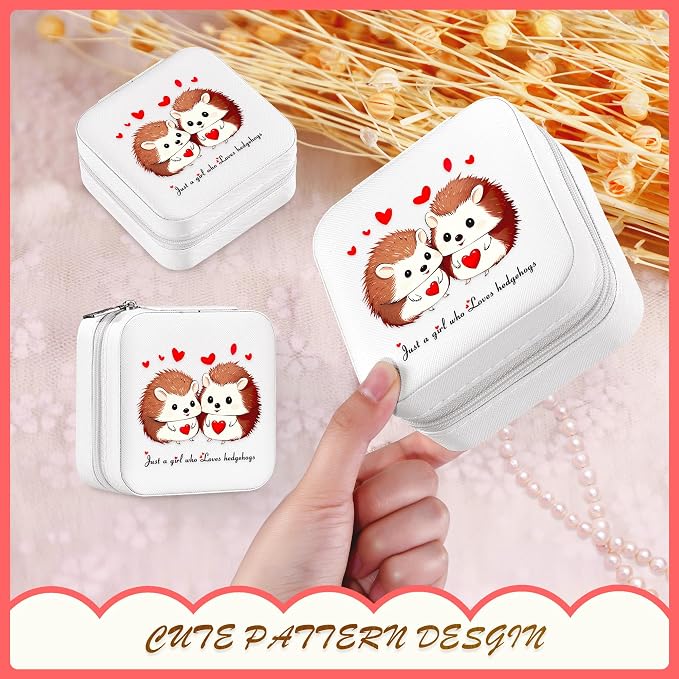 Hedgehog Jewelry Box, Gifts For Women Teens Girls, Hedgehog Lovers Themed Stuff Accessories Decor Items Merch Things, Travel Ring Earrings Necklace Organizer Holder!