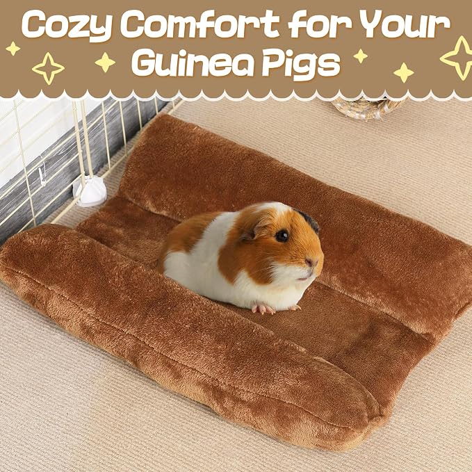 Alphatool 15.7" x 14" Soft Bunny Bed - Rabbit Bed, Warm Cuddle Cushion Plush Mat for Guinea Pig, Ferret, Small Animal - Brown