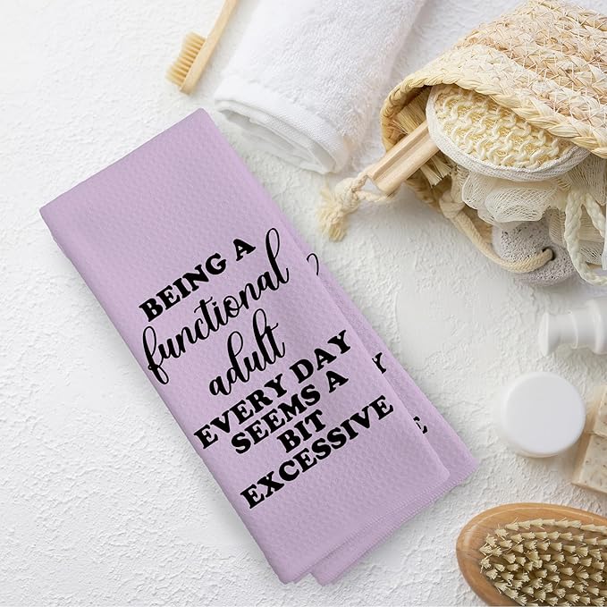 Funny Sarcastic Adult Purple Dish Towels 16x24 Inches, Decorative Absorbent Hand Tea Kitchen Bathroom Towels