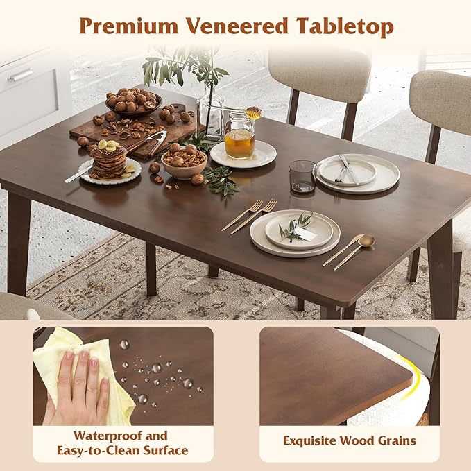 GOFLAME 48” Wooden Dining Table for 4 People, Rectangular Kitchen Table with Rubber Wood Legs, Mid-Century Modern Dinner Table for Living Room, Dining Room, Small Space