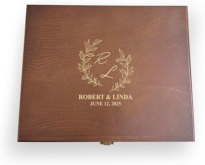 Valentine Gift Box for Him,Personalized Keepsake Wood Box,walnut colored Wood Keepsake Box,Girlfriend, Couple,Engagement Wedding Card box