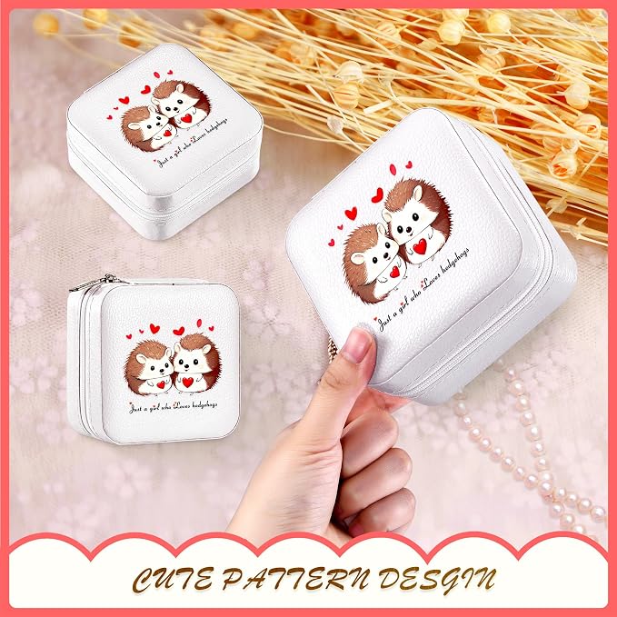 Hedgehog Jewelry Box, Gifts For Kids Teens Girls, Hedgehog Lovers Stuff Items Accessories Things Merchandise Decor Merch, Travel Ring Earrings Necklace Organizer Holder!