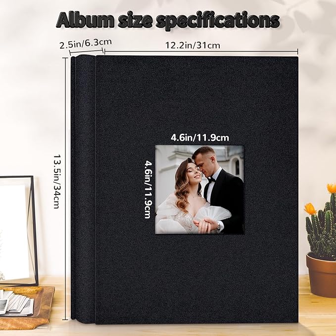 Photo Album 4x6 with 600 Pockets,Slip-in Picture Albums,Linen Cover Memory Book with Front Window,White Page Vertical Photo Book for Wedding,Family,Anniversare,Baby,Vacation