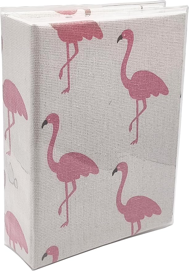 Kids Photo Album, 100 Pockets 4x6 Picture Album, Slip-in Linen Cover Photo Album Book for Boys, Girls(Flamingo)