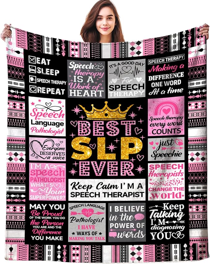 Speech Language Pathologist Gifts for Women SLP Blanket Throw Speech Therapy Blankets Plush Flannel Bedding SLP Gifts for Women Speech Pathologist 60"X50"