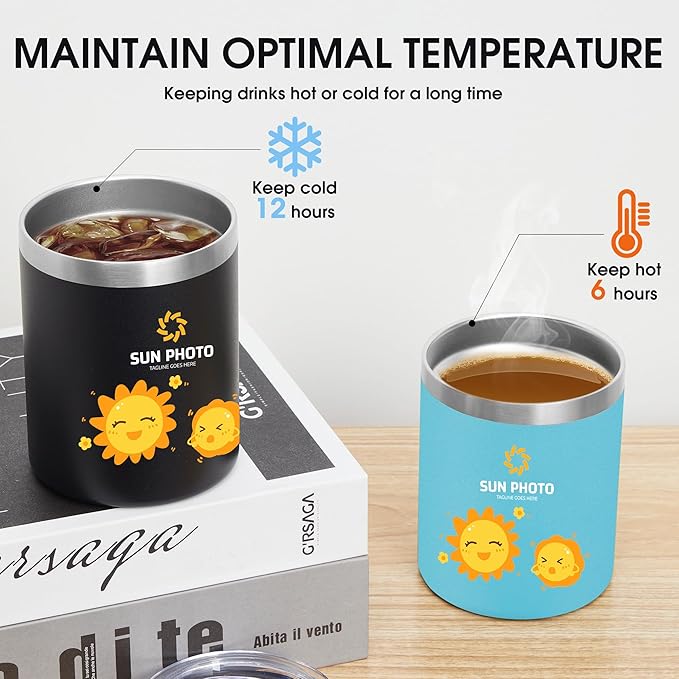 Personalized Custom Tumbler Print in USA 12oz 100Pcs Stainless Steel Travel Coffee Cup with Lid & Straw Double Wall Insulated Mug With Colorful Text Logo Photo