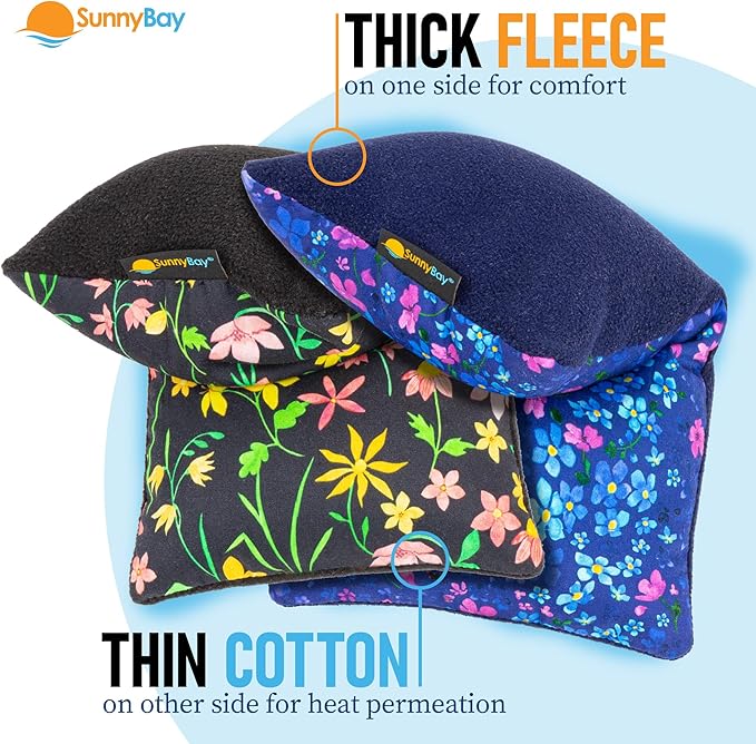 SunnyBay Small Microwave Heating Pad, Microwavable Versatile Cold/Heated Neck and Shoulder Wrap for Back Pain and More, Moist Heat Cotton-Fleece Pad, 6x11 Inches, Lilac and Green Flowers, Pack of 2