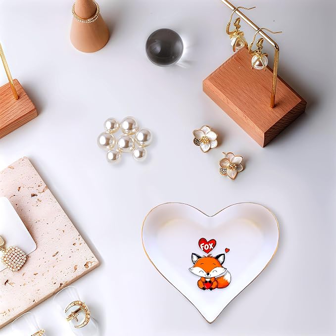 Fox Ring Holder Dish Tray, Gifts For Women Teens Girls, Fox Lovers Themed Stuff Accessories Things Decor Merch, Home Room Ring Earrings Necklace Organizer Holder!