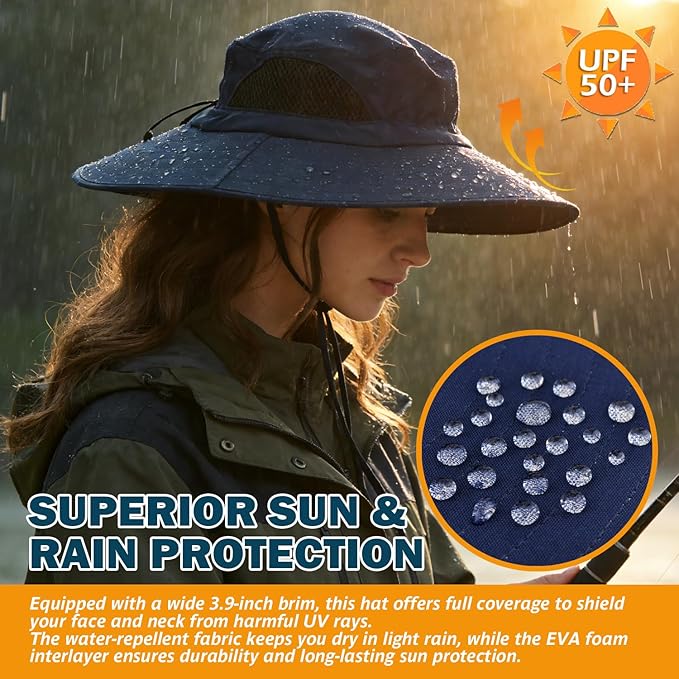 EINSKEY Wide Brim Sun Hat, UPF 50+ UV Protection Waterproof Packable Bucket Hat for Men & Women, Fishing Hiking Beach Garden
