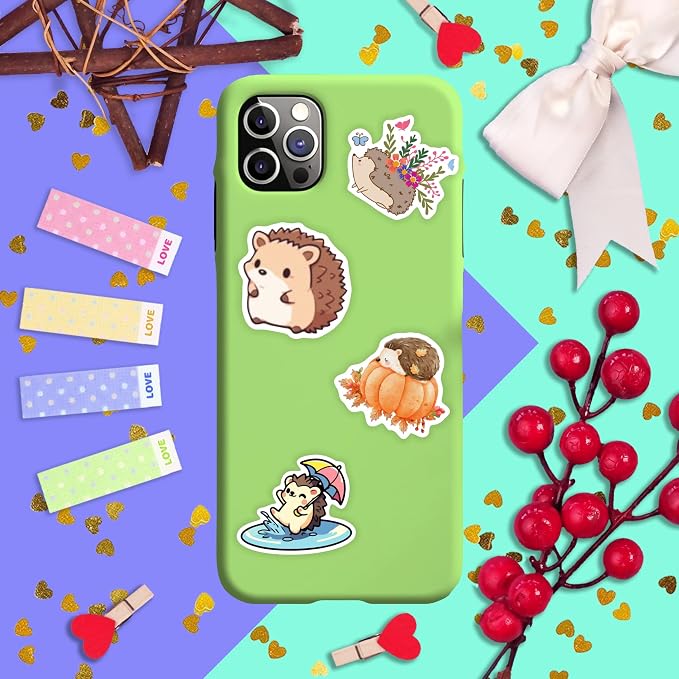 100Pcs Hedgehog Stickers for Water Bottle and Laptop - Hedgehog Party Supplies & Decorations, Waterproof Vinyl Decals, Cute Animal and Pet Stickers, Gifts for Women & Men