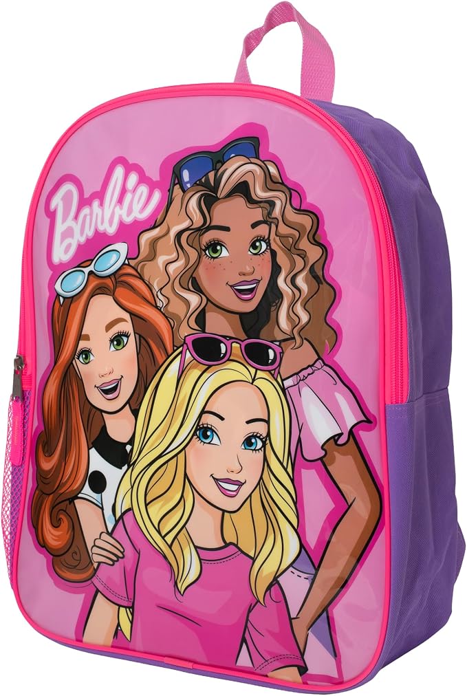 AI ACCESSORY INNOVATIONS Barbie Backpack for Girls, Elementary School Book Bag with Padded Straps, Pink