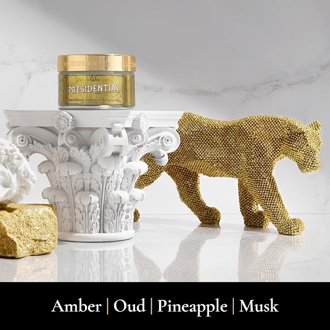 LUXURY LIFE BUTTER - Irresistibly Scented Body Butter with Hyaluronic Acid for Ultimate Moisture. Hydrates for a Non-Greasy Glamorous Glow (Dessert, Presidential and Peach Smoke)