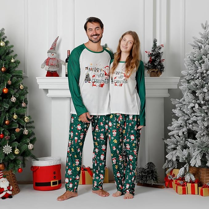 PYAEAS Matching Family Pajamas Sets Christmas PJ's Jammies Holiday Sleepwear Loungewear for Adult Women Men Xmas Outfits