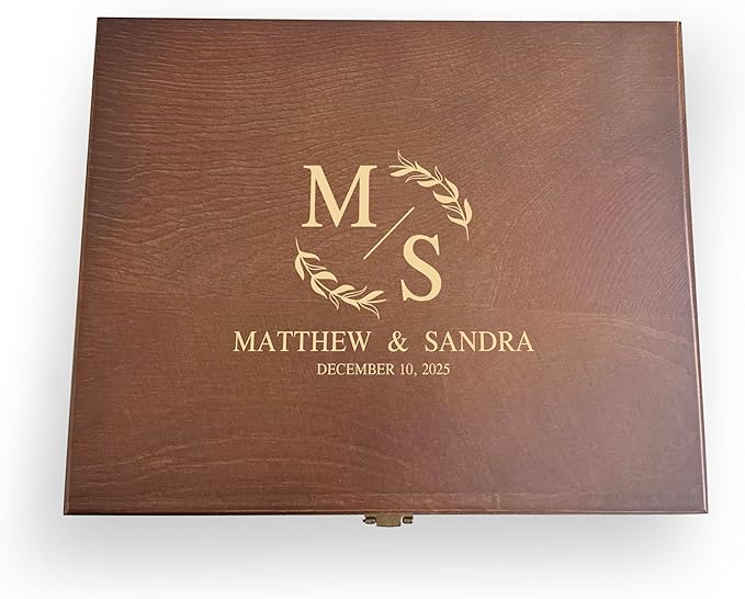 Custom Memory Box,Engraved Wooden Gift for Couples,Thoughtful Wedding Present,Personalized Wedding Keepsake,Romantic Gift Box Collection