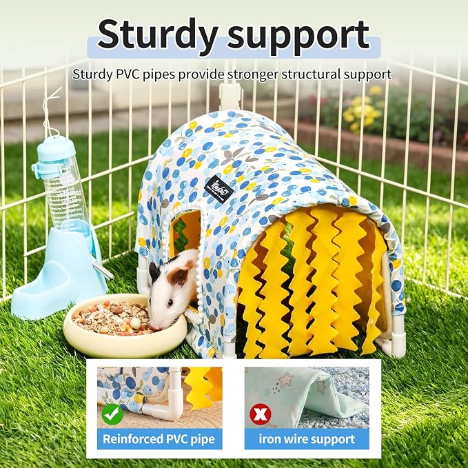 Guinea Pig Hideout No Bottom Guinea Pig Bed Easy to Clean Rabbit Hideout Bunny Beds - Small Animal Indoor Habitat for Chinchilla Ferret Hedgehog Flower-Branch Mouse (Purple)