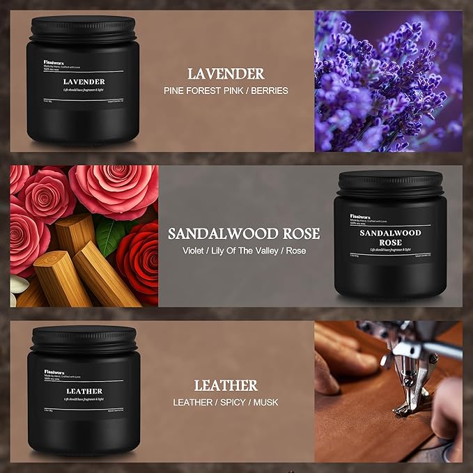 9 Pack Scented Candles Set Gifts for Men, Aromatherapy Candle Set with Scents （Lavender/Sandalwood Rose/Leather）- Gift for Dad, Boyfriend, Birthday, Father’s Day, Anniversary