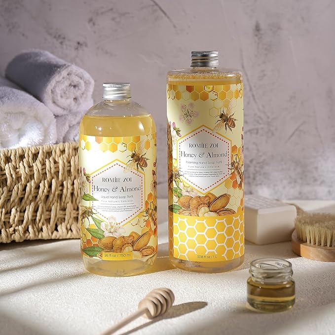 ROMIIE ZOI Foaming Hand Soap Refill, Honey & Almond, Gentle & Moisturizing Formula, 1 L/ 33.8 FL OZ