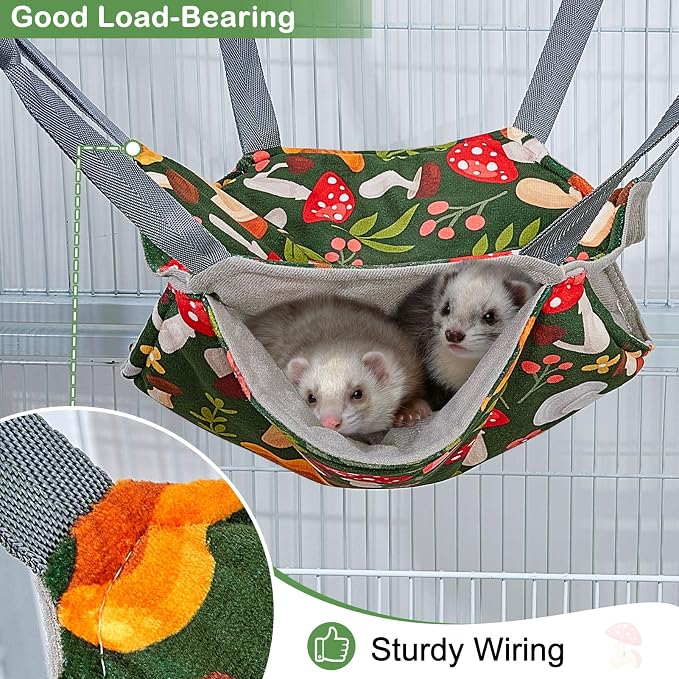 Glittme 4 Pack Cozy Ferret Hammock, Soft Washable Cage Bed for Small Animals