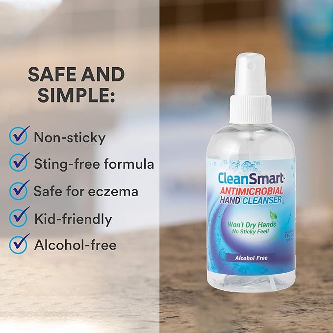CleanSmart Antimicrobial Skin & Hand Cleanser, 8 Ounce Bottle (Pack of 2) Alcohol-Free Safe Cleanser
