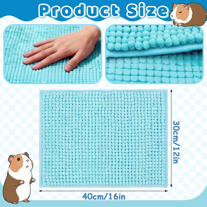 Guinea Pig Cage Liner, 8 Pcs, 16x12 Inch, 4 Colors | Washable & Reusable, Fleece Bedding Pee Pads, High Absorbent, Non-Slip, For Rabbit Bunny Hamster Chinchilla
