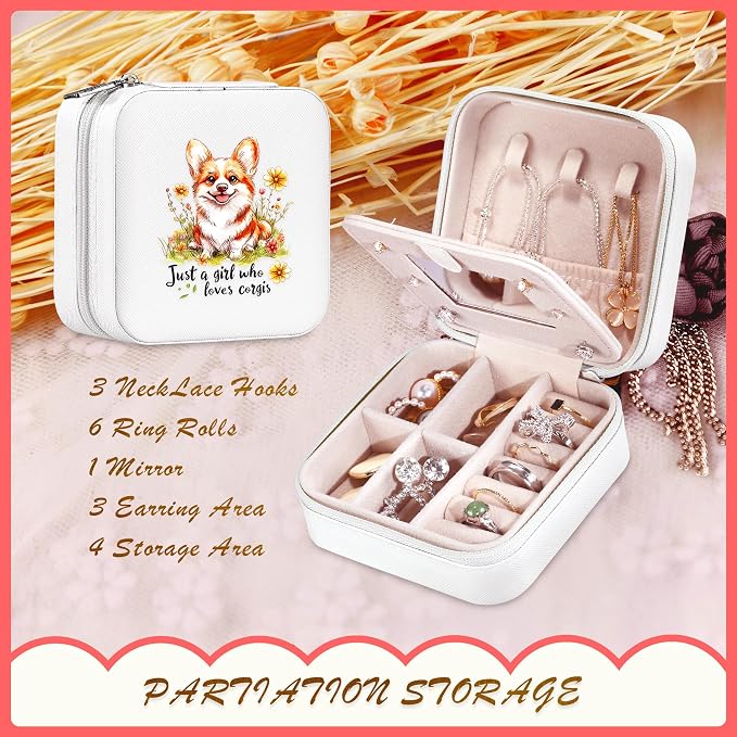 Corgi Jewelry Box, Gifts For Teens Girls, Corgi Lovers Stuff Items Accessories Things Merchandise Decor Merch, Travel Ring Earrings Necklace Organizer Holder!