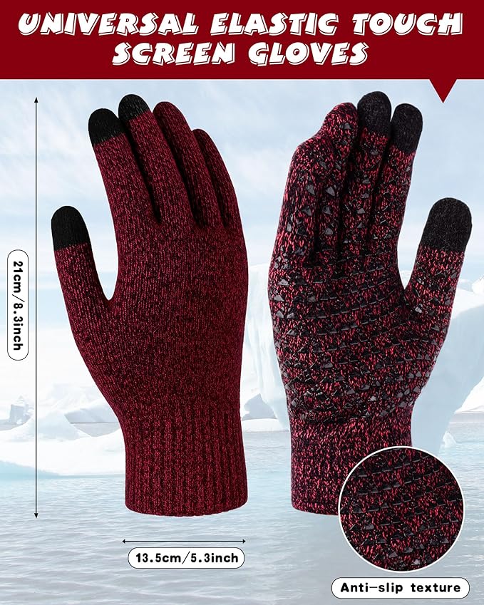 10 Pieces Winter Hat Beanie Scarf Touch Screen Gloves and Sock Set Slouchy Knit Skull Cap Beanies Fleece Lining Neck Warmer