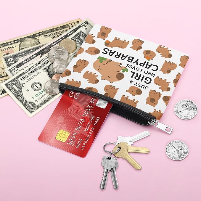 Capybara Lover Gift Coin Purse for Women Capybara Gift Stuff for Friend Bestie Sister Daughter Teens Animal Lover Gifts Christmas Birthday Valentines Present for Capybaras Lovers Zipper Change Pouch