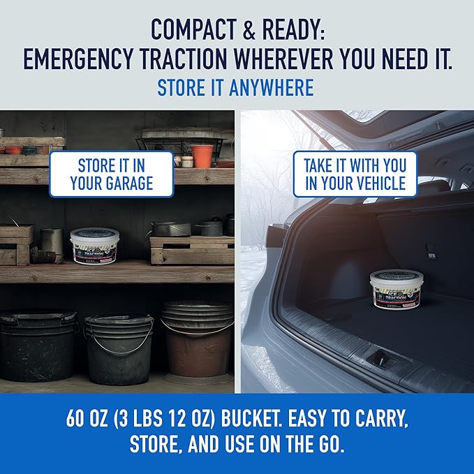 Ice Traction™ – Instant Traction Granules for Snow & Black Ice | Pet & Child Safe | Non-Corrosive, Chloride-Free | Safe on Concrete, Decks & Metal | 3 lb 12oz Bucket