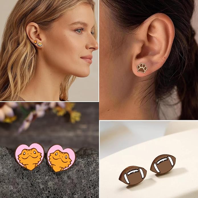 Wooden Stud Earrings for Women Hypoallergenic Jewelry Gifts for Women